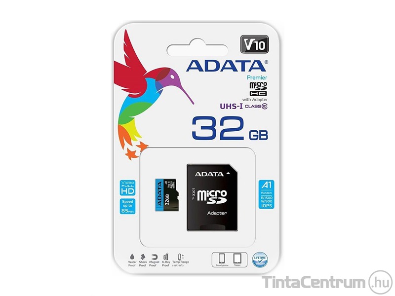 ADATA microSDHC kártya, 32GB, CL10/U1/A1 + adapter