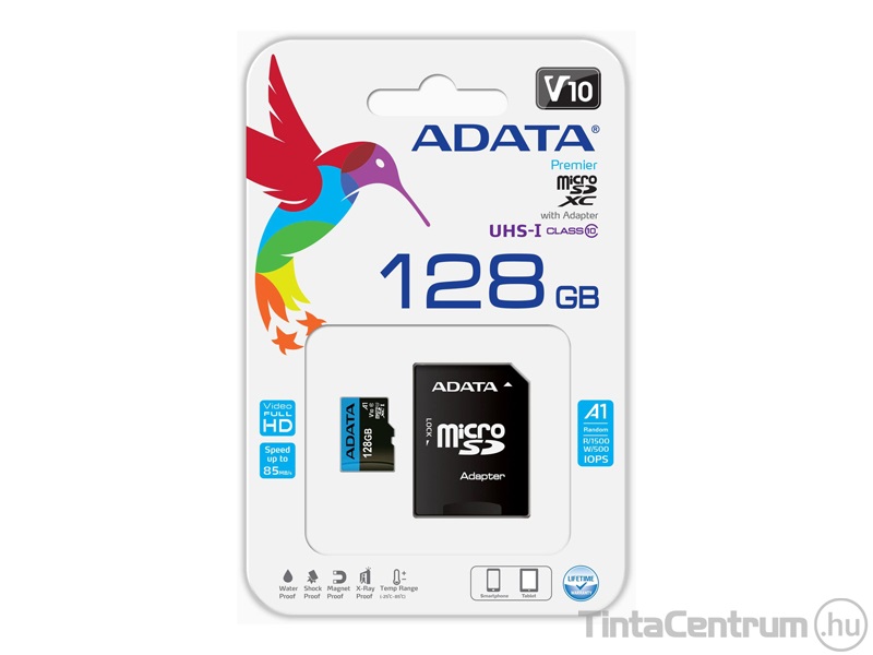 ADATA microSDXC kártya, 128GB, CL10/U1 + adapter