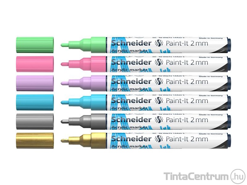 Akril marker készlet, 2mm, SCHNEIDER "Paint-It 310", 6 különböző pasztell szín