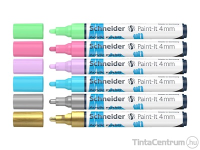 Akril marker készlet, 4mm, SCHNEIDER "Paint-It 320", 6 különböző pasztell szín