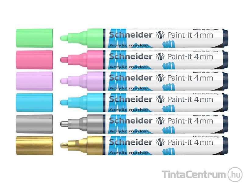 Akril marker készlet, 4mm, SCHNEIDER "Paint-It 320", 6 különböző pasztell szín