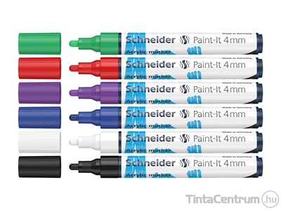 Akril marker készlet, 4mm, SCHNEIDER "Paint-It 320", 6 különböző szín