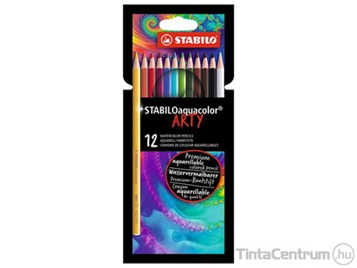 Akvarell ceruza készlet, STABILO "Aquacolor ARTY", 12 különböző szín