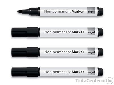 Alkoholmentes marker, 1-3mm, SIGEL, fekete 4db/csomag