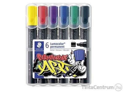 Alkoholos marker készlet, 2-5mm, STAEDTLER "Lumocolor 350", 6 különböző szín