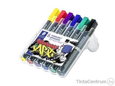 Alkoholos marker készlet, 2-5mm, STAEDTLER "Lumocolor 350", 6 különböző szín