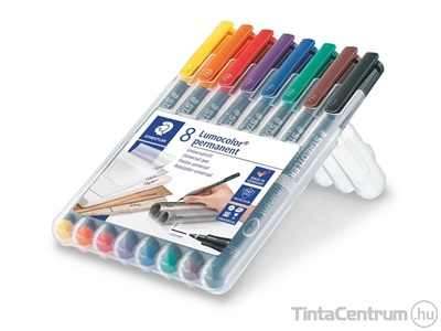 Alkoholos marker készlet, OHP, 0,6mm, STAEDTLER "Lumocolor 318 F", 8 különböző szín
