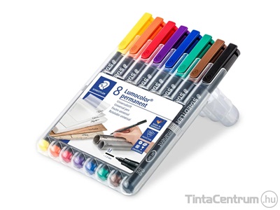 Alkoholos marker készlet, OHP, 1mm, STAEDTLER "Lumocolor 317 M", 8 különböző szín