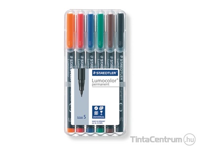 Alkoholos marker készlet, OHP, tűhegy, 0,4mm, STAEDTLER "Lumocolor 313 S", 6 különböző szín
