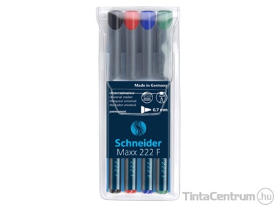 Alkoholos marker készlet, OHP, tűhegy, 0,7mm, SCHNEIDER "Maxx 222 F", 4 különböző szín