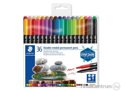 Alkoholos marker készlet, 0,4/2,0mm, kétvégű, STAEDTLER "Design Journey Twin-tip", 36 különböző szín