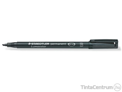 Alkoholos marker, vágott, 1-2,5mm, B, sporteszközök jelölésére, STAEDTLER "Lumocolor permanent", fekete