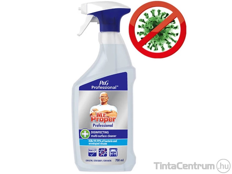 Általános felület-és üvegtisztító spray, fertőtlenítő hatással, 0,75l, MR PROPER "3in1"