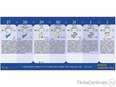 Asztali naptár, álló, 138x297mm, TOPTIMER "Holdnaptár" (2026 évi)