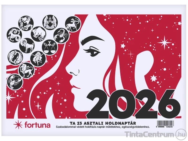 Asztali naptár, álló, 190x134mm, holdfázissal, FORTUNA "23TA" (2026 évi)