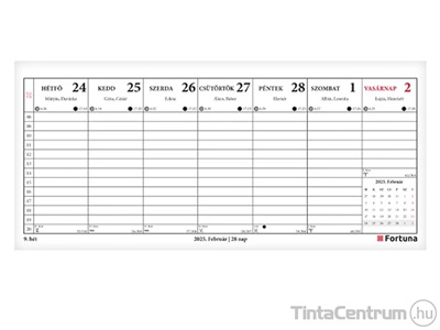 Asztali naptár, álló, 287x135mm, holdfázissal, FORTUNA "24TA" (2025 évi)