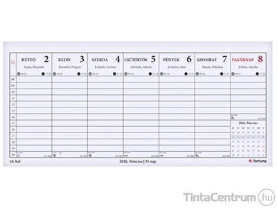 Asztali naptár, álló, 287x135mm, holdfázissal, FORTUNA "24TA" (2026 évi)