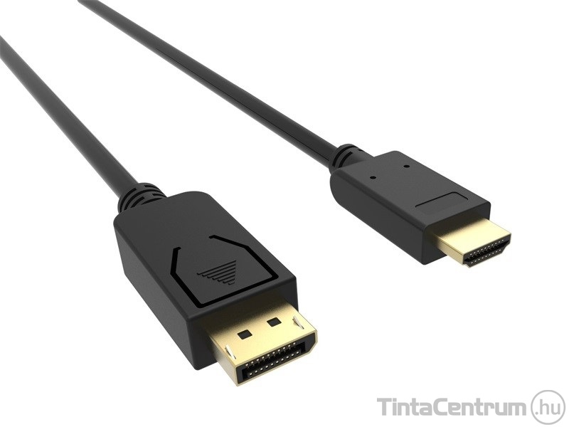 Átalakító kábel, HDMI v1.4 - DisplayPort v1.2, apa - apa, 1,8m, VCOM, fekete