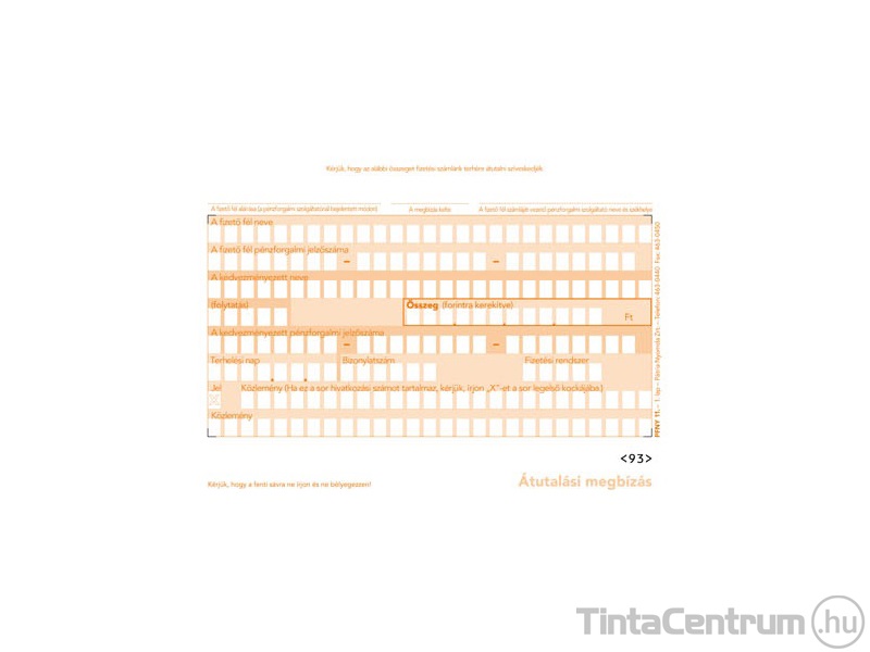 Átutalási megbízás, 150x102mm, 2lap, PFNY.11