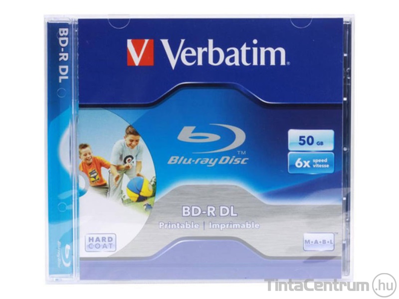 BD-R BluRay lemez, kétrétegű, nyomtatható, 50GB, 6x, normál tok, VERBATIM