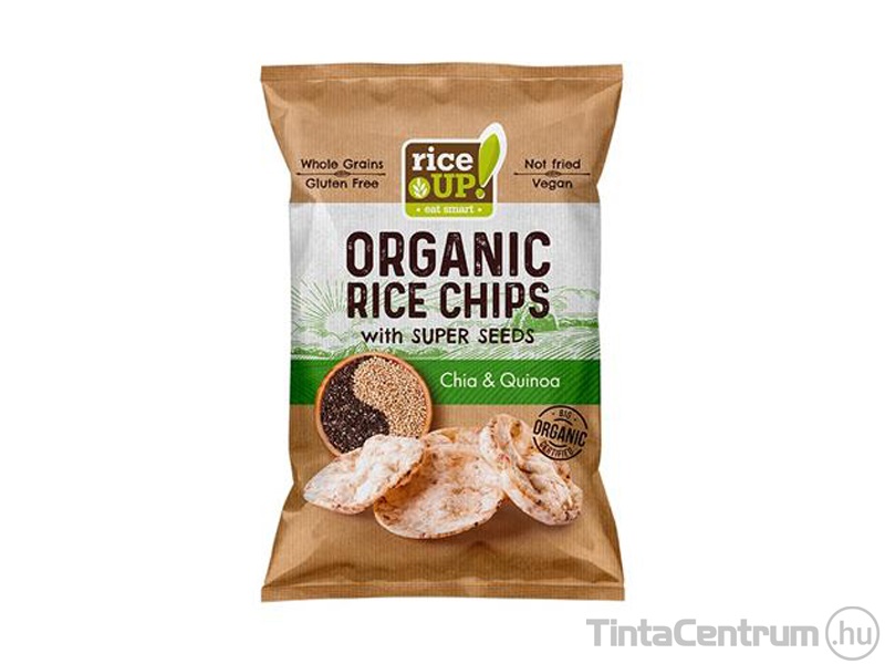 Barnarizs chips, 25g, RICE UP "Bio", chia maggal és quinoával