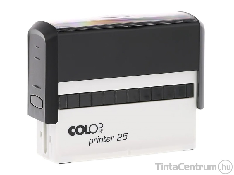 Bélyegzőház, COLOP "Printer 25", fekete ház, fekete párnával