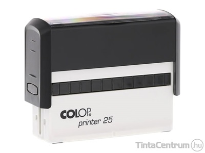 Bélyegzőház, COLOP "Printer 25", fekete ház, lila párnával