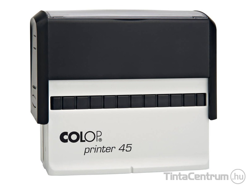 Bélyegzőház, COLOP "Printer 45", fekete ház, kék párnával