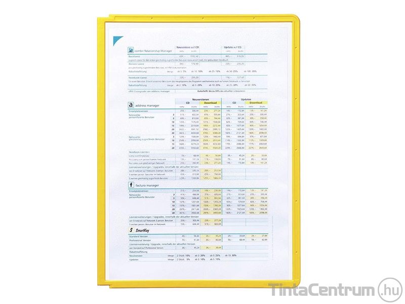 Bemutatótábla, A4, DURABLE "SHERPA®", sárga 5db/csomag