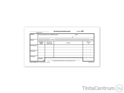 Bevételi pénztárbizonylat, 203x102mm, 25x3lap, B.318-102/A/V