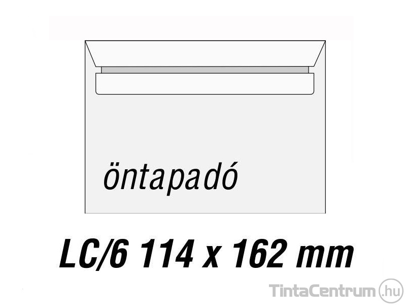 Boríték, LC6, 114x162mm, öntapadó, környezetbarát, bélésnyomatlan 10db/csomag