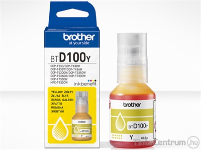 Brother BTD100Y sárga [5000 oldal] eredeti utántöltő tinta