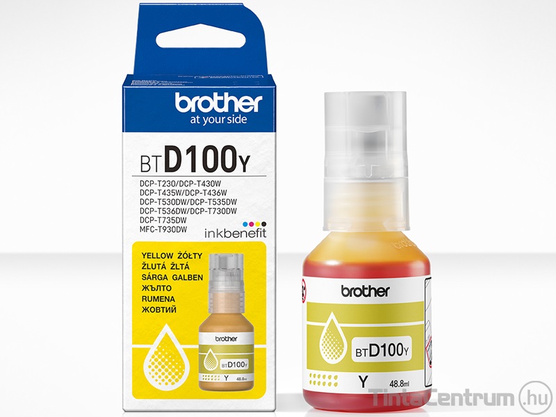 Brother BTD100Y sárga [5000 oldal] eredeti utántöltő tinta