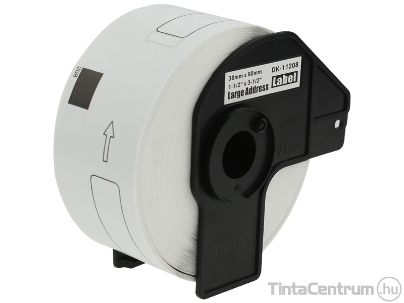 Brother DK-11208 (38mm x 90mm, 400db) kompatibilis etikett