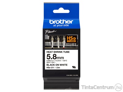 Brother HSe-211E (5,2mm x 1,5m, fekete-fehér) eredeti szalag