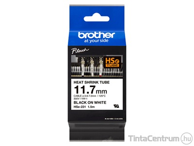 Brother HSe-231E (11,2mm x 1,5m, fekete-fehér) eredeti szalag