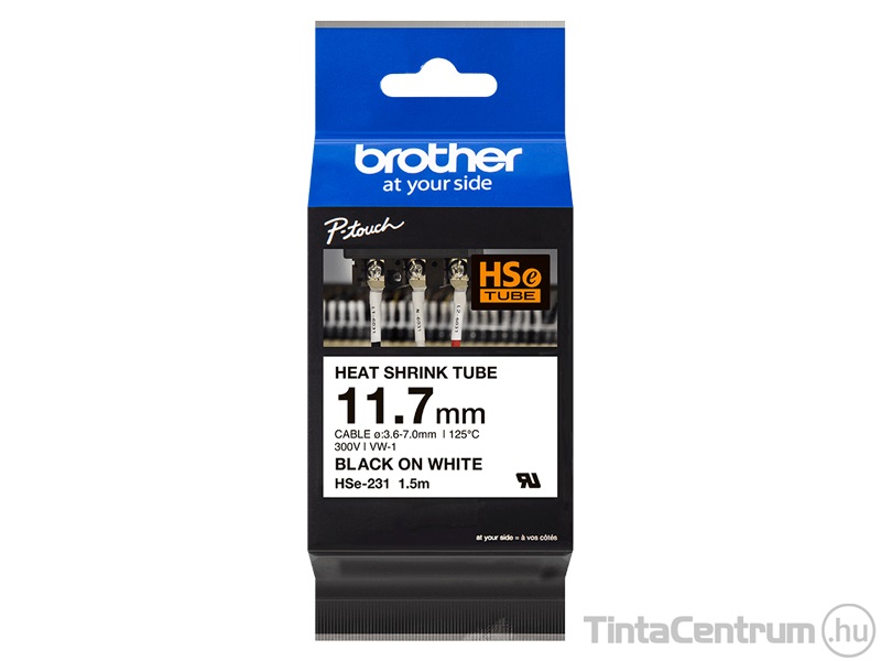 Brother HSe-231E (11,2mm x 1,5m, fekete-fehér) eredeti szalag