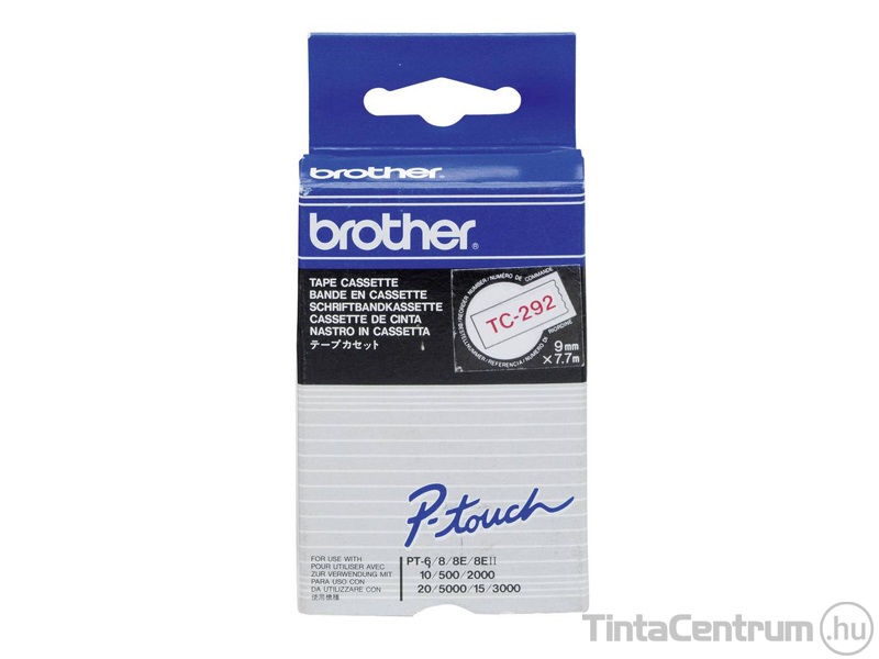 Brother TC-292 (9mm x 7,7m, fehér-piros) eredeti szalag