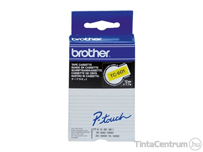 Brother TC-601 (12mm x 7,7m, sárga-fekete) eredeti szalag