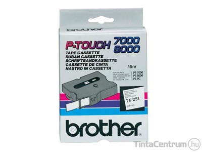 Brother TX-251 (24mm x 15m, fehér-fekete) eredeti szalag