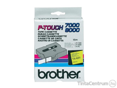 Brother TX-651 (24mm x 15m, sárga-fekete) eredeti szalag