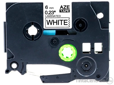 Brother TZe-211 (6mm x 8m, fekete-fehér) kompatibilis szalag