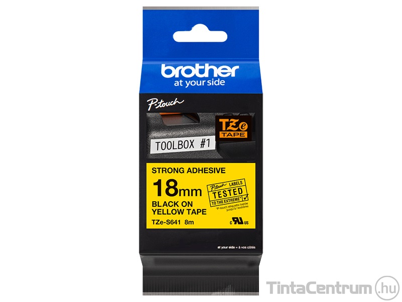 Brother TZe-S641 (18mm x 8m, sárga-fekete) eredeti szalag