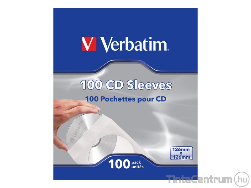 CD/DVD boríték, papír, ablakos, öntapadó füllel, VERBATIM, fehér 100db/csomag