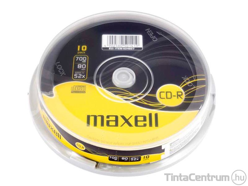 CD-R lemez, 700MB, 52x, hengeren, MAXELL 10db/csomag