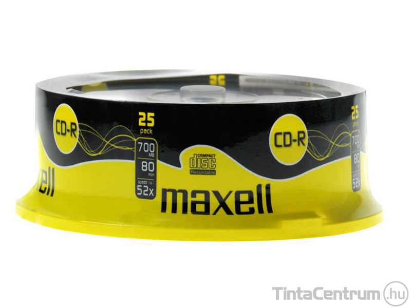 CD-R lemez, 700MB, 52x, hengeren, MAXELL 25db/csomag