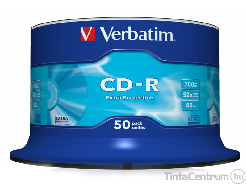 CD-R lemez, 700MB, 52x, hengeren, VERBATIM "DataLife" 50db/csomag