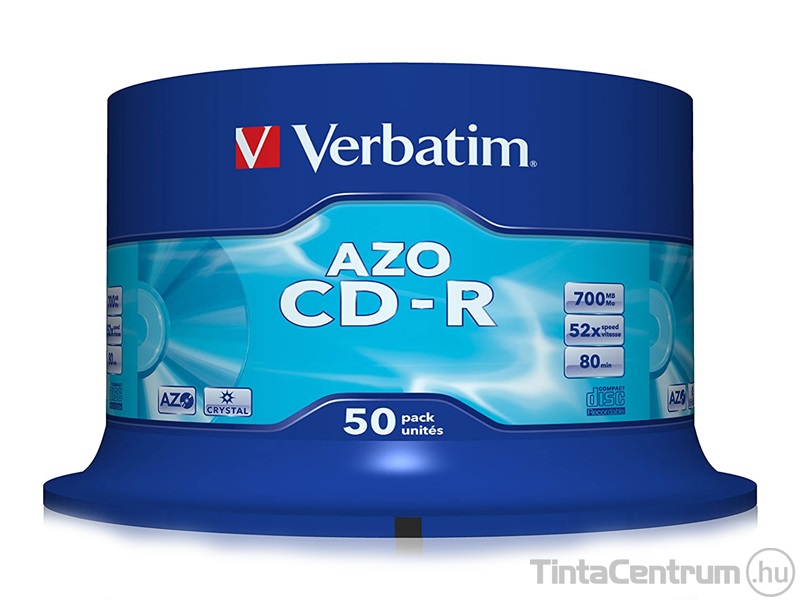 CD-R lemez, AZO, 700MB, 52x, hengeren, VERBATIM "DataLife Plus" 50db/csomag