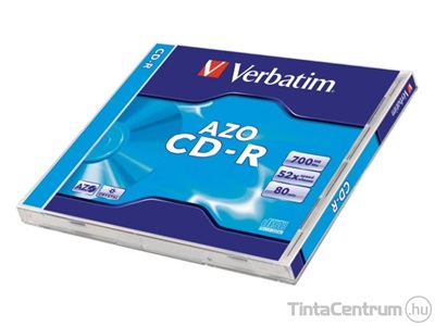 CD-R lemez, AZO, 700MB, 52x, normál tok, VERBATIM "DataLife Plus"