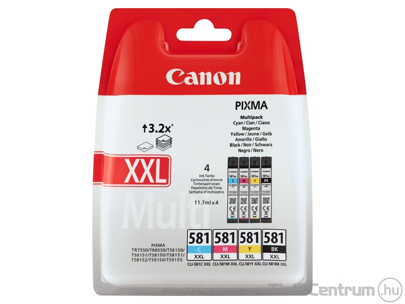 Canon 581XXL (CLI-581XXL BK,C,M,Y) eredeti 4db-os patron csomag